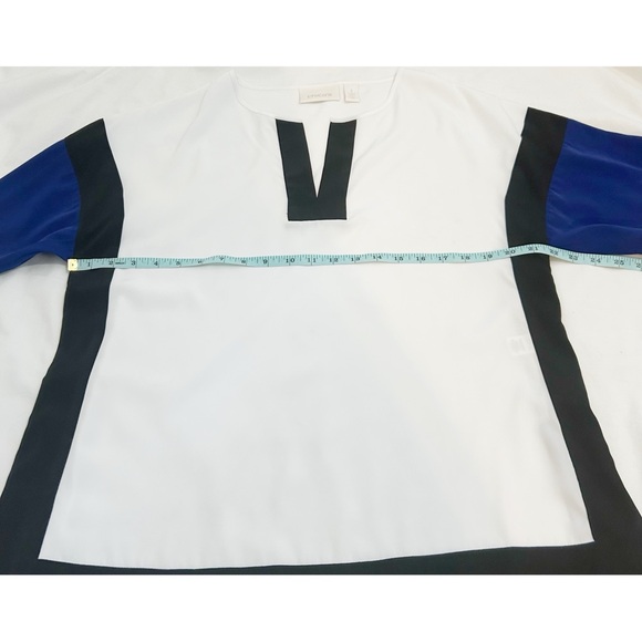 Chico’s Colorblock Fun Nyna Top Blouse White Blue & Black Size 1 Small - Picture 6 of 15